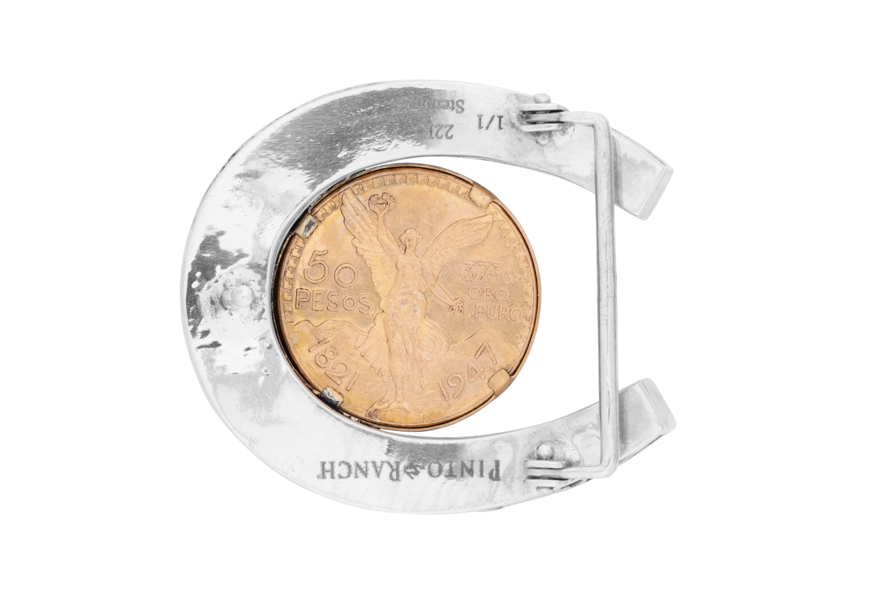 Pinto Ranch 1.5" Silver & Gold Horseshoe Trophy Buckle