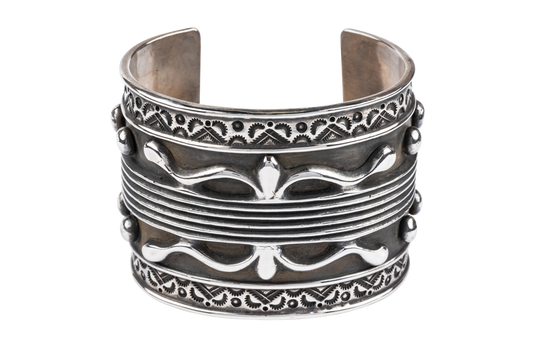 Chunky Engraved Silver Bracelet