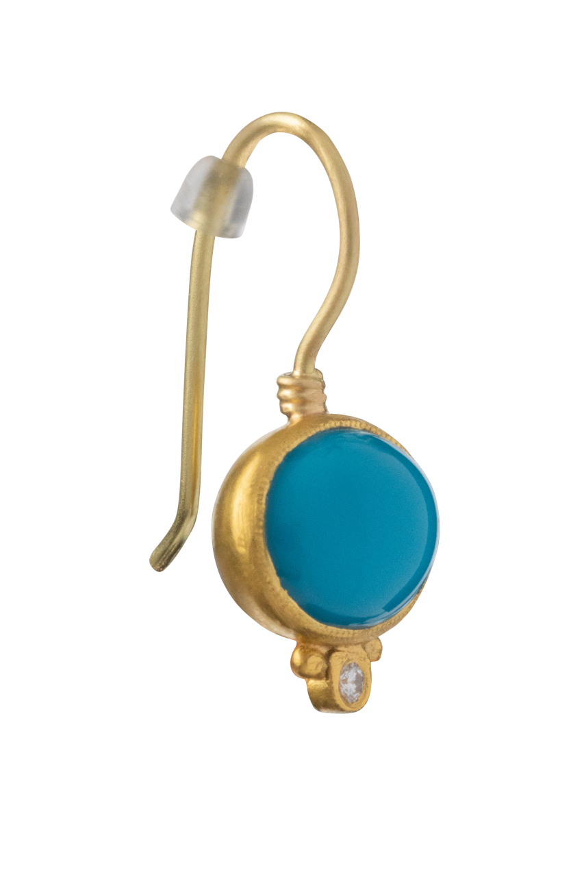 Sleeping Beauty Turquoise & Diamond Drop Earrings
