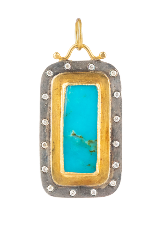 Sleeping Beauty Turquoise & Diamond Pendant