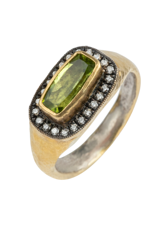 Round Peridot & Diamond Ring