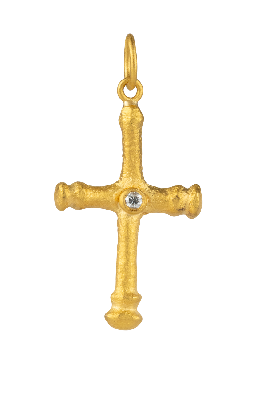 24K Yellow Gold and Diamond Cross Pendant Pinto Ranch