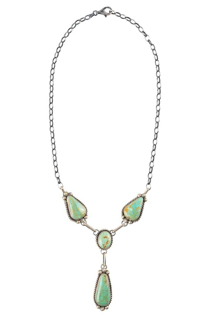 Cerrillos Turquoise and Silver Drop Necklace | Pinto Ranch