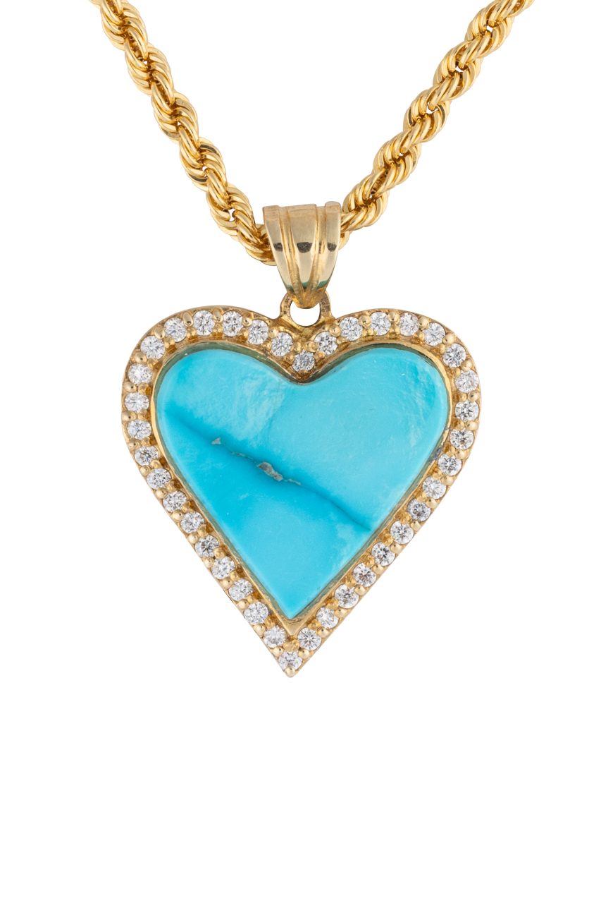 Diamond & Turquoise Heart Pendant