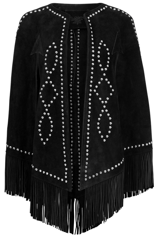 Western & Co. Midnight Studded Suede Cape