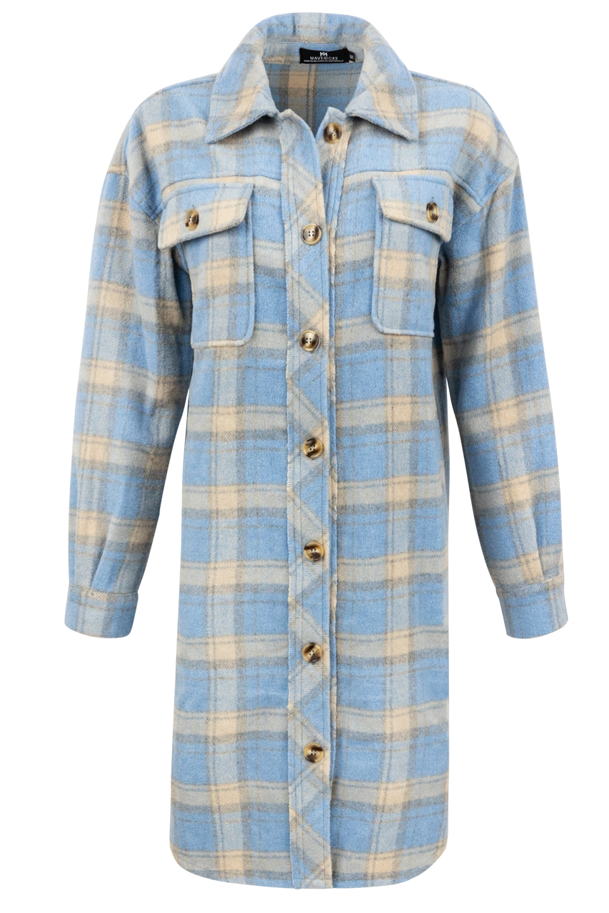 Maverick's Blue Midi Flannel Dress