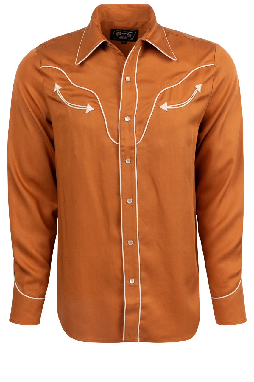 H Bar C Snap Front San Fernando Shirt - Burnt Orange