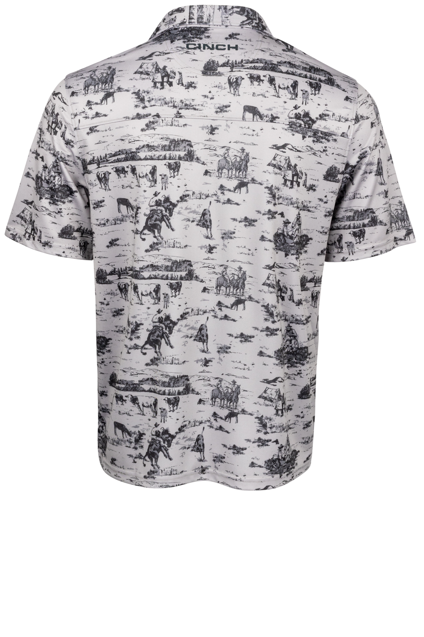 Cinch Arena Flex Polo Shirt - Western Gray