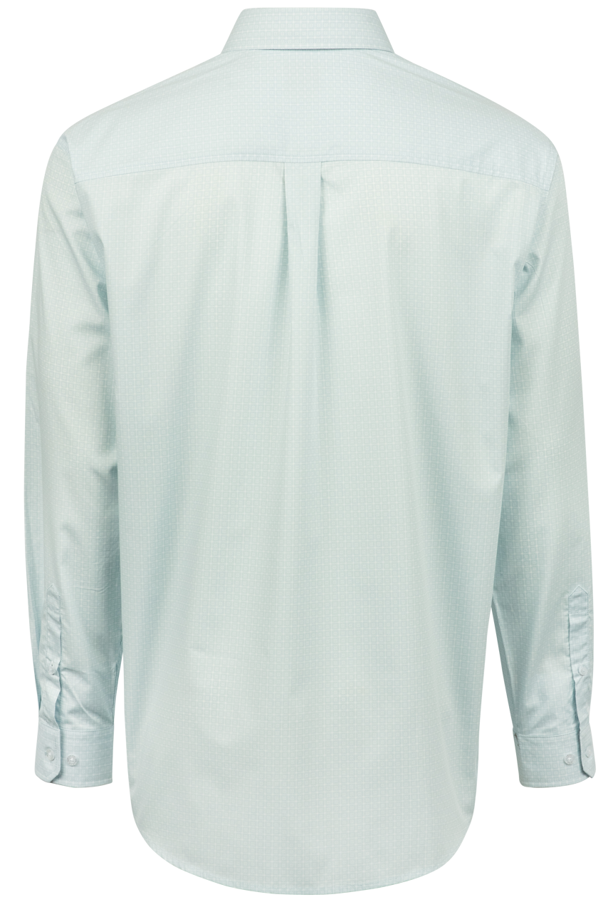 Cinch Printed Cube Button-Front Shirt - Light Blue