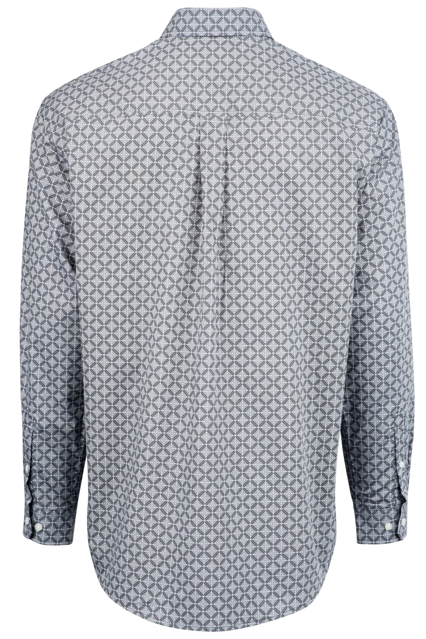 Cinch Diamond Print Button-Front Shirt - Navy