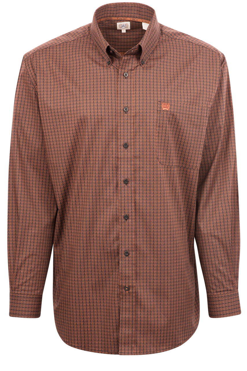 Cinch Casas Print Button-Front Shirt - Brown