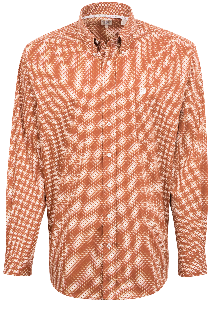 Cinch Spyro Print Button-Front Shirt - Brown