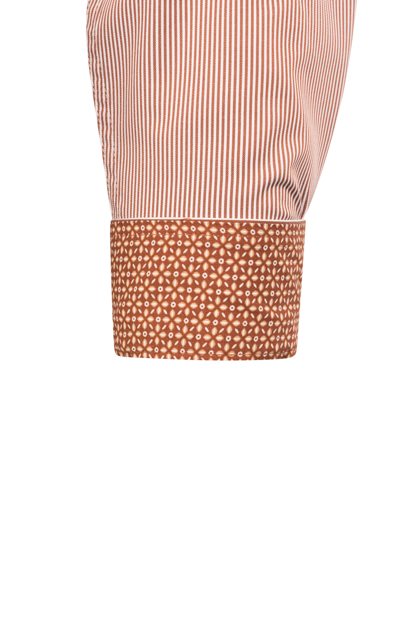 Cinch Striped Button-Front Shirt - Orange