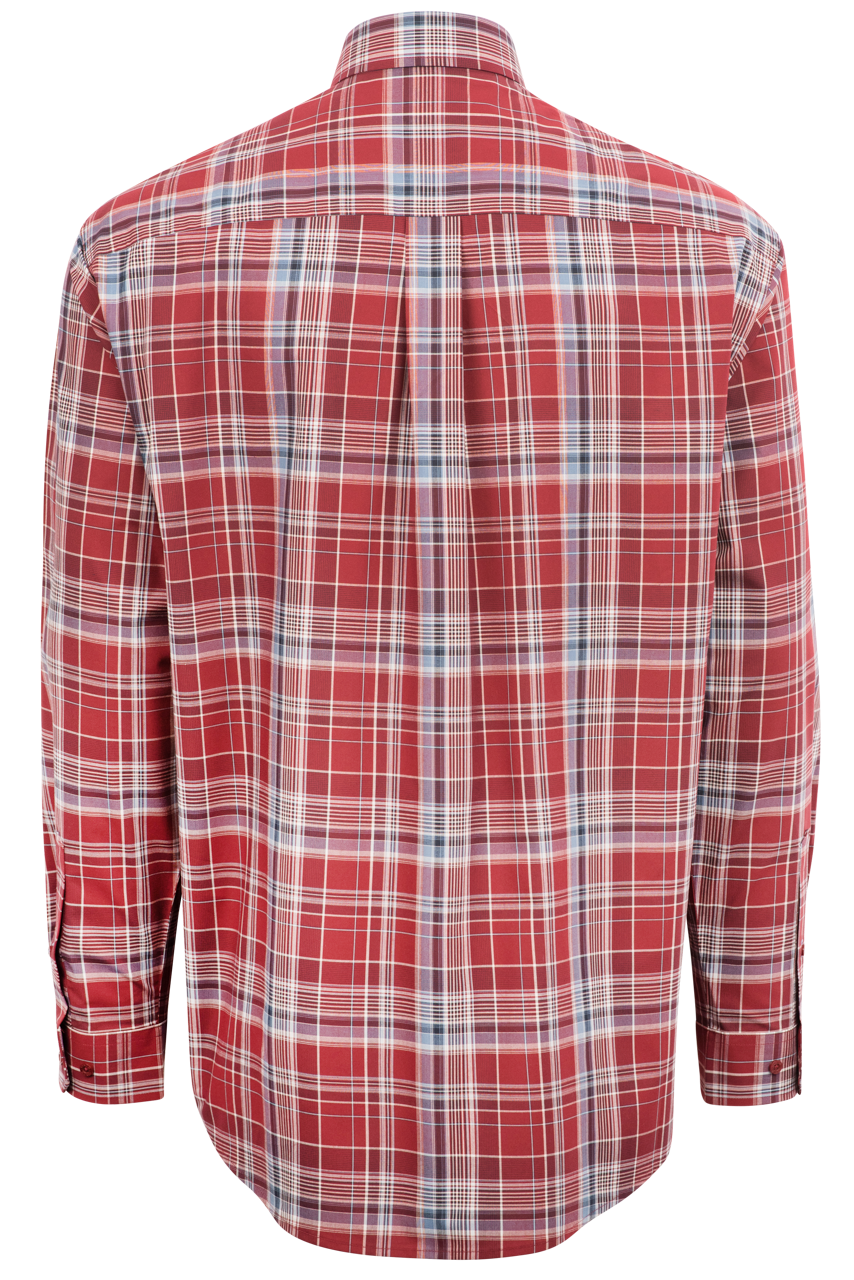 Cinch Plaid Button-Front Shirt - Red