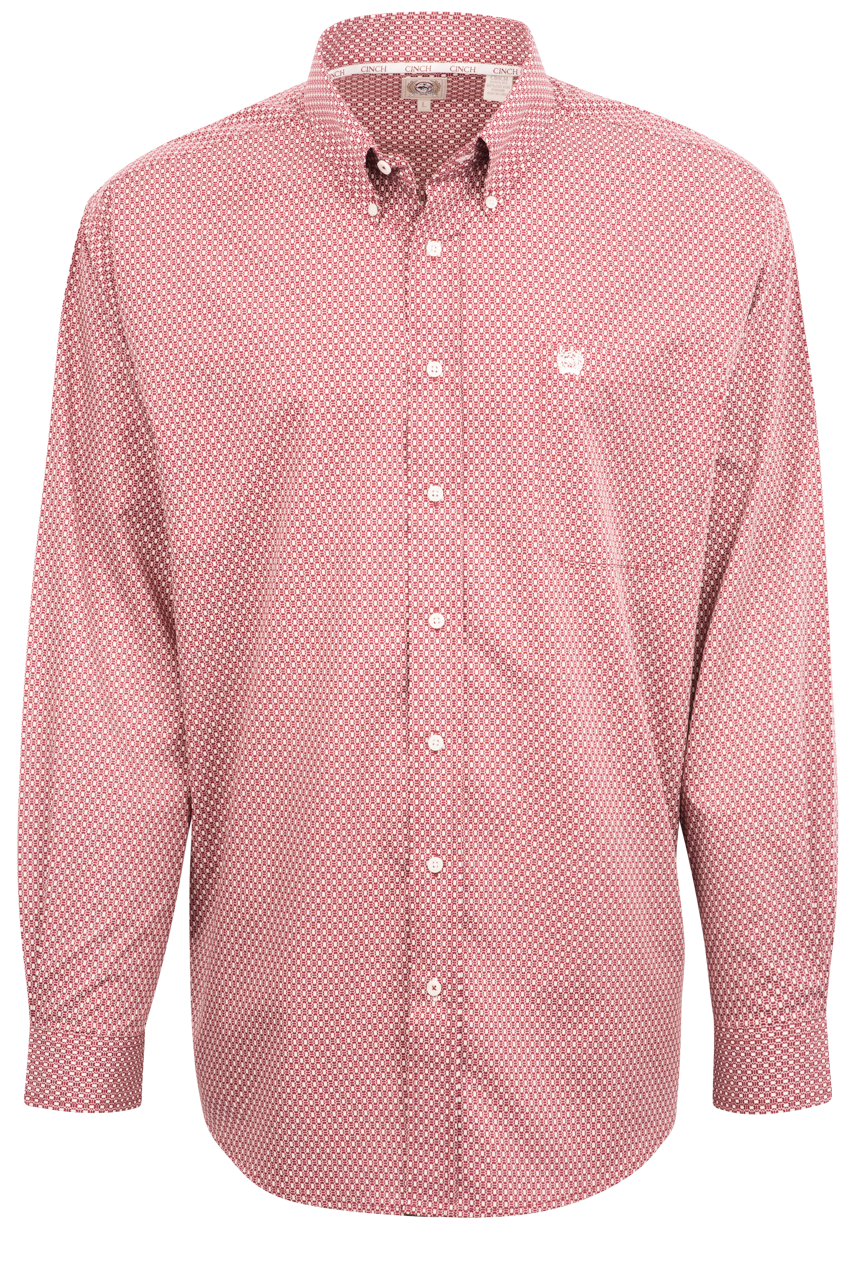 Cinch Men's Long Sleeve Solid Button Down Shirt - Pink - M