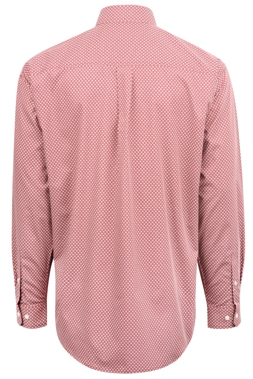 Cinch Honeycomb Print Button-Front Shirt - Red