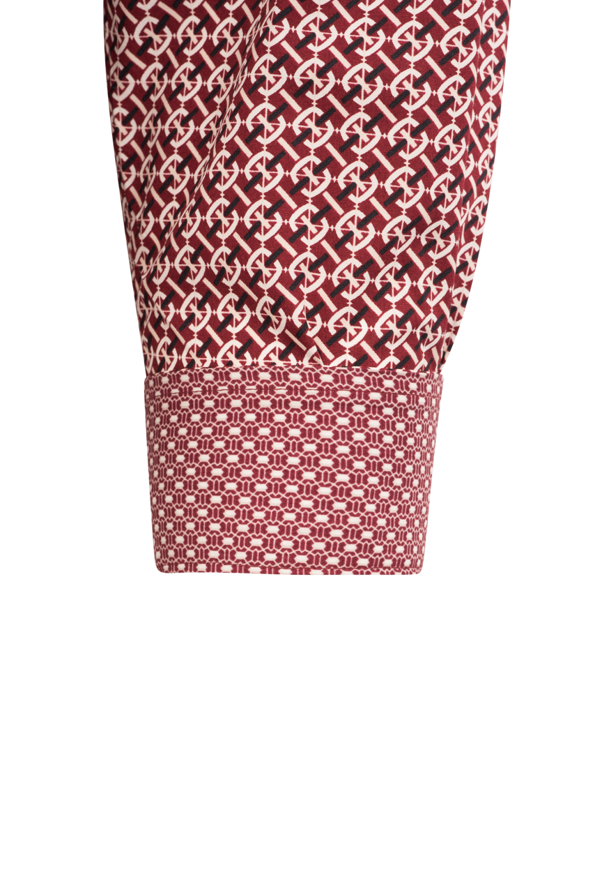 Cinch Linked Print Button-Front Shirt - Red