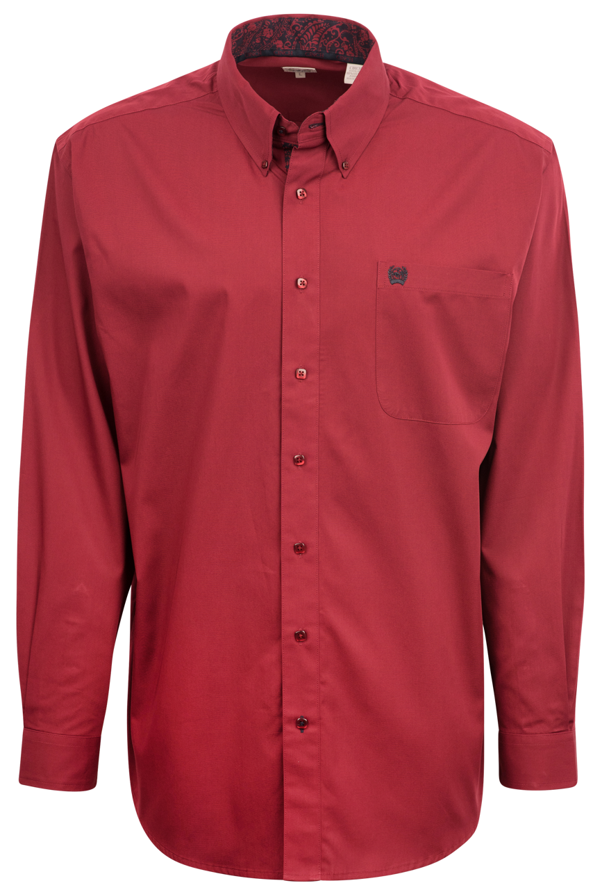 Solid red discount button down shirt