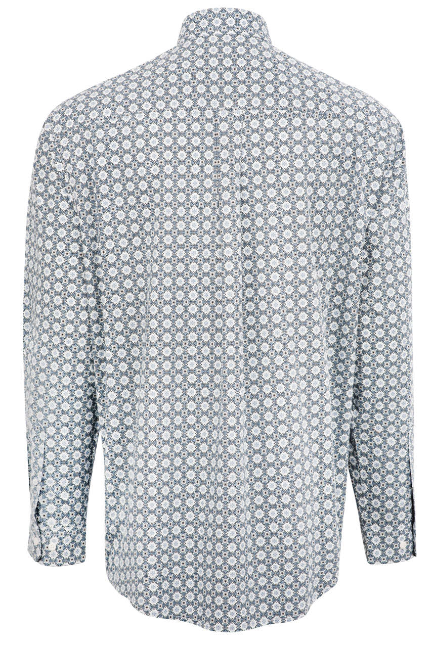 Cinch Foulard Print Button-Front Shirt - Blue