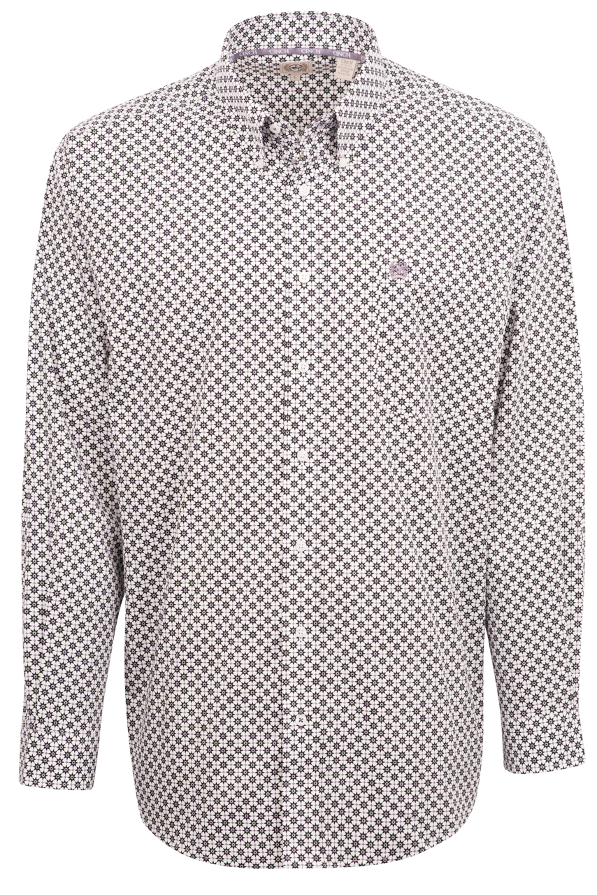 Cinch Rowl Print Button-Front Shirt - White