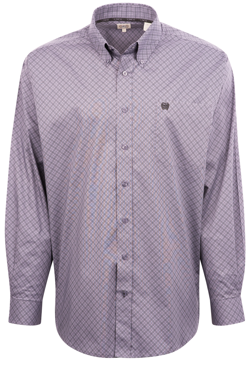 Cinch Spyra Print Button-Front Shirt - Lilac