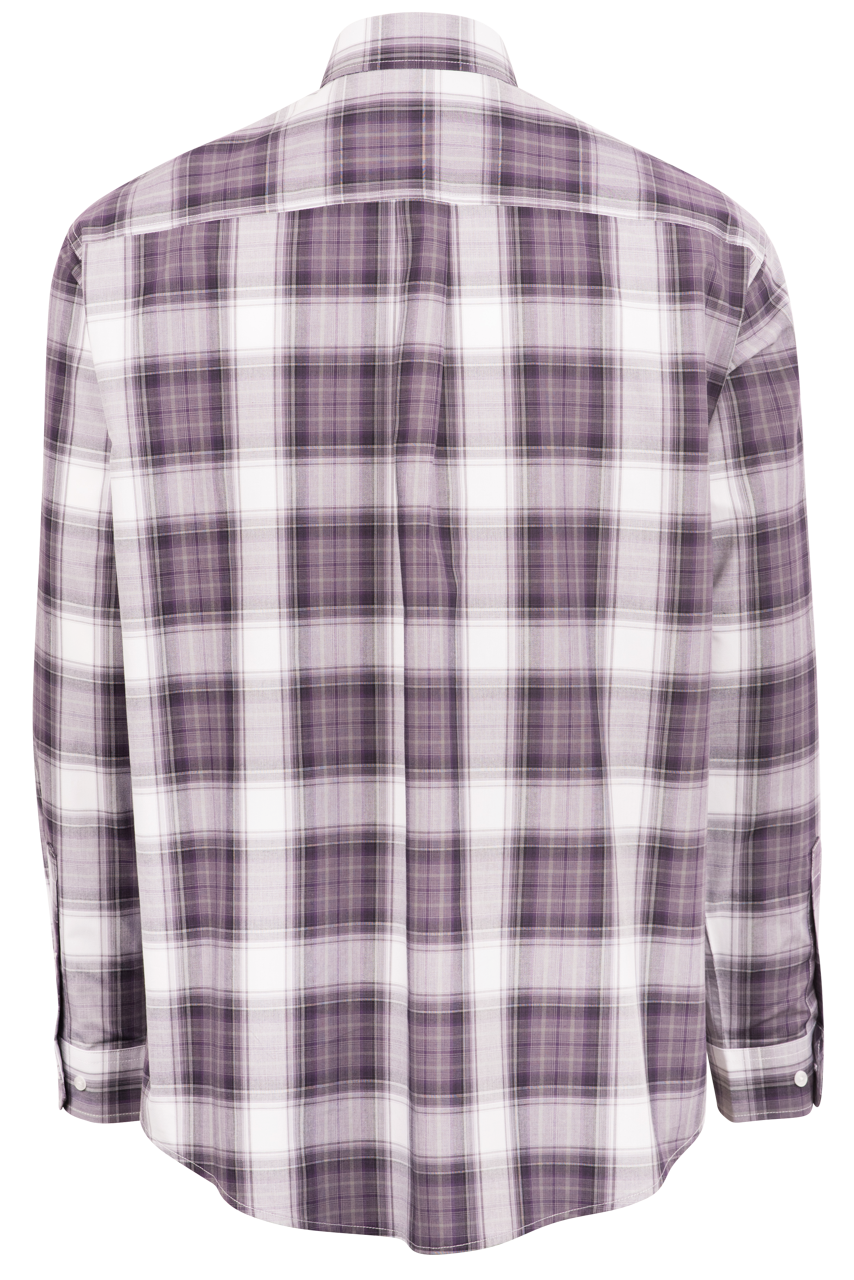 Cinch Plaid Button-Front Shirt - Purple
