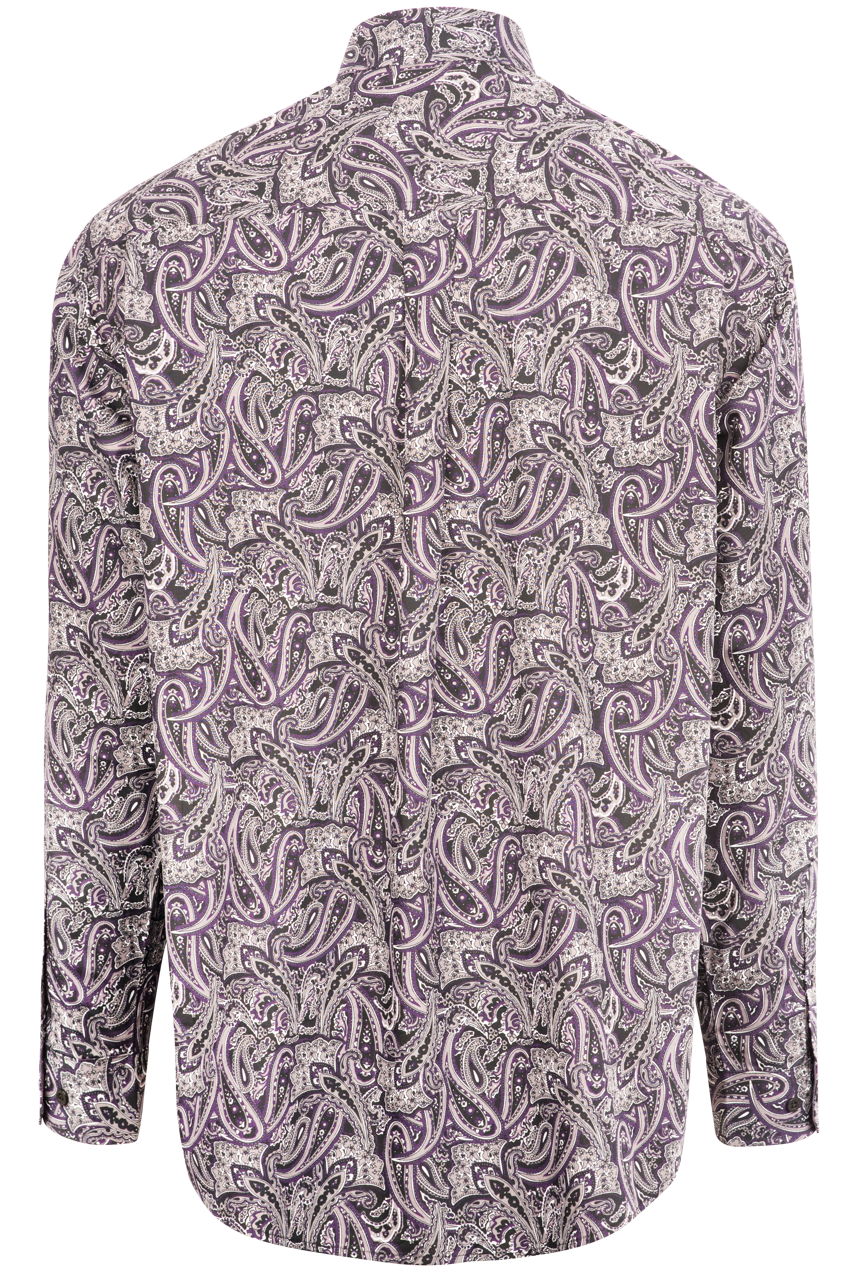 Cinch Paisley Print Button-Front Shirt - Black & Purple