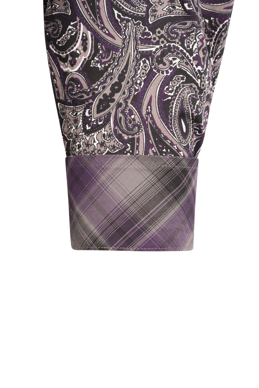Cinch Paisley Print Button-Front Shirt - Black & Purple