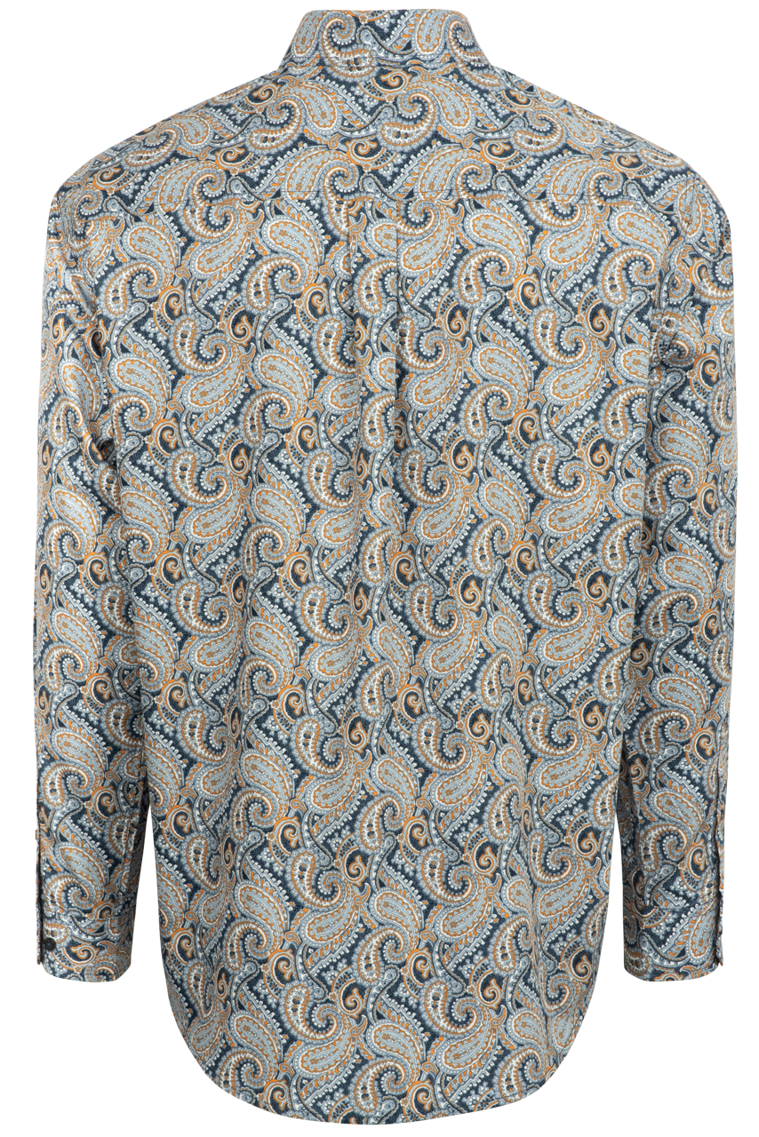 Cinch Button-Front Shirt - Blue Paisley