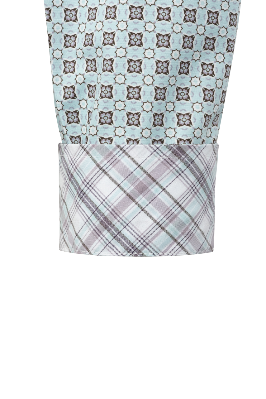 Cinch Button-Front Shirt - Light Blue Foulard