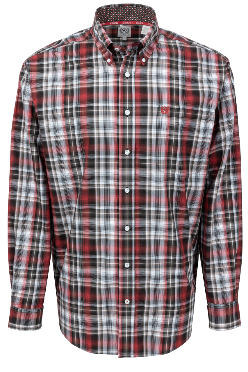 Cinch Button-Front Shirt - Red Plaid