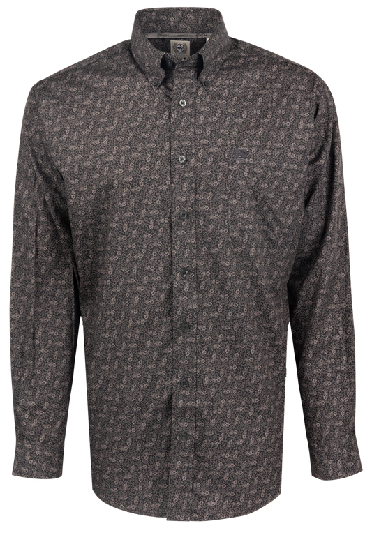 Cinch Floral Paisley Button-Front Shirt - Charcoal