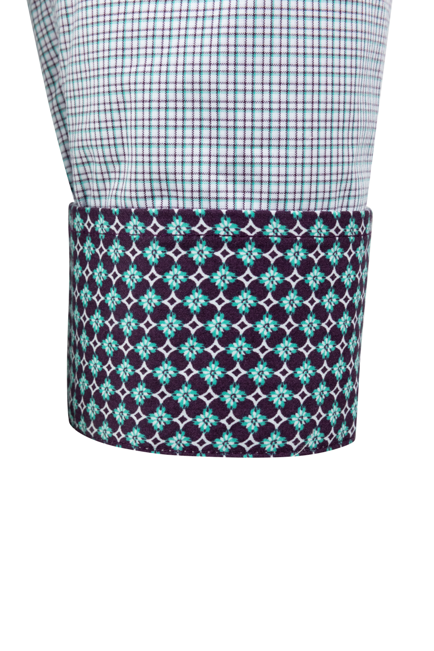 Cinch Mini Check Button-Front Shirt - Blue