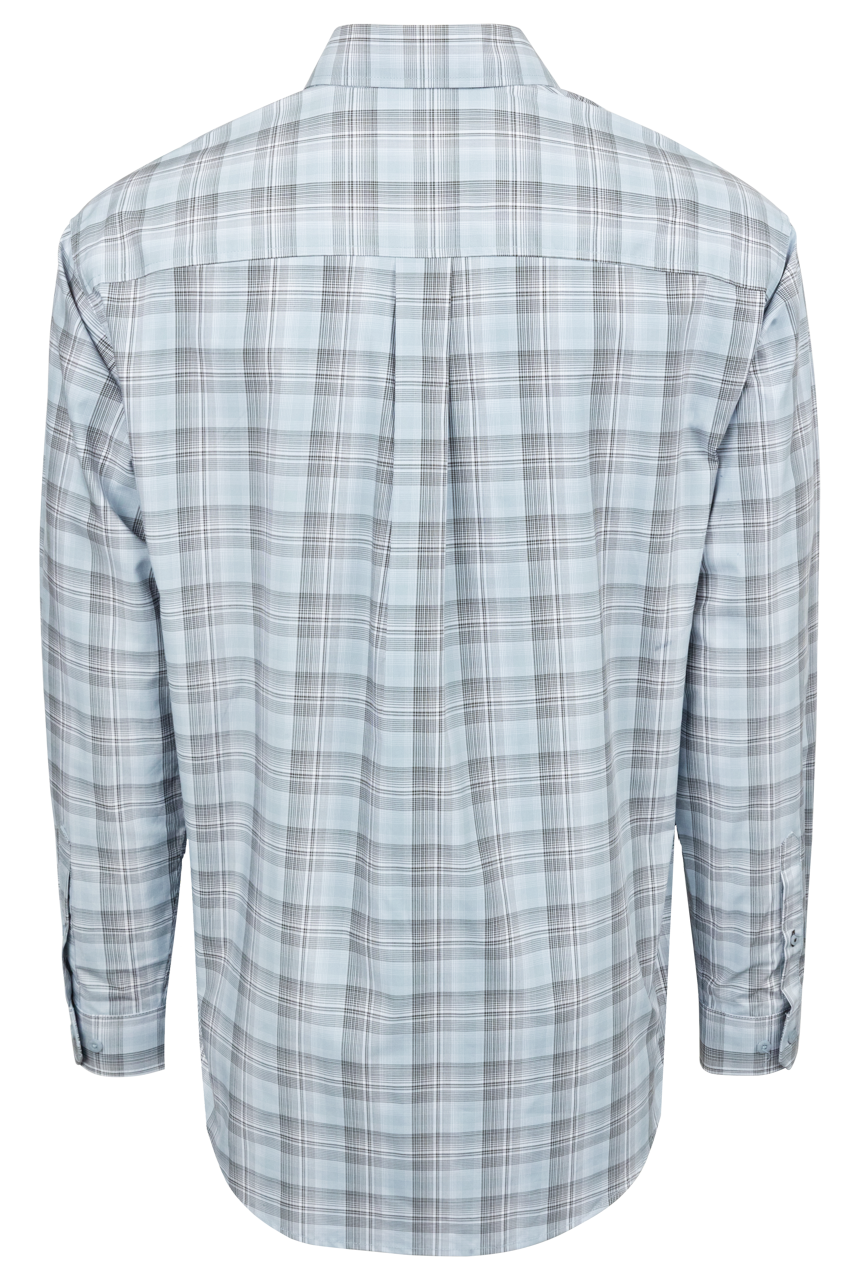 Cinch Plaid Button-Front Shirt - Light Blue