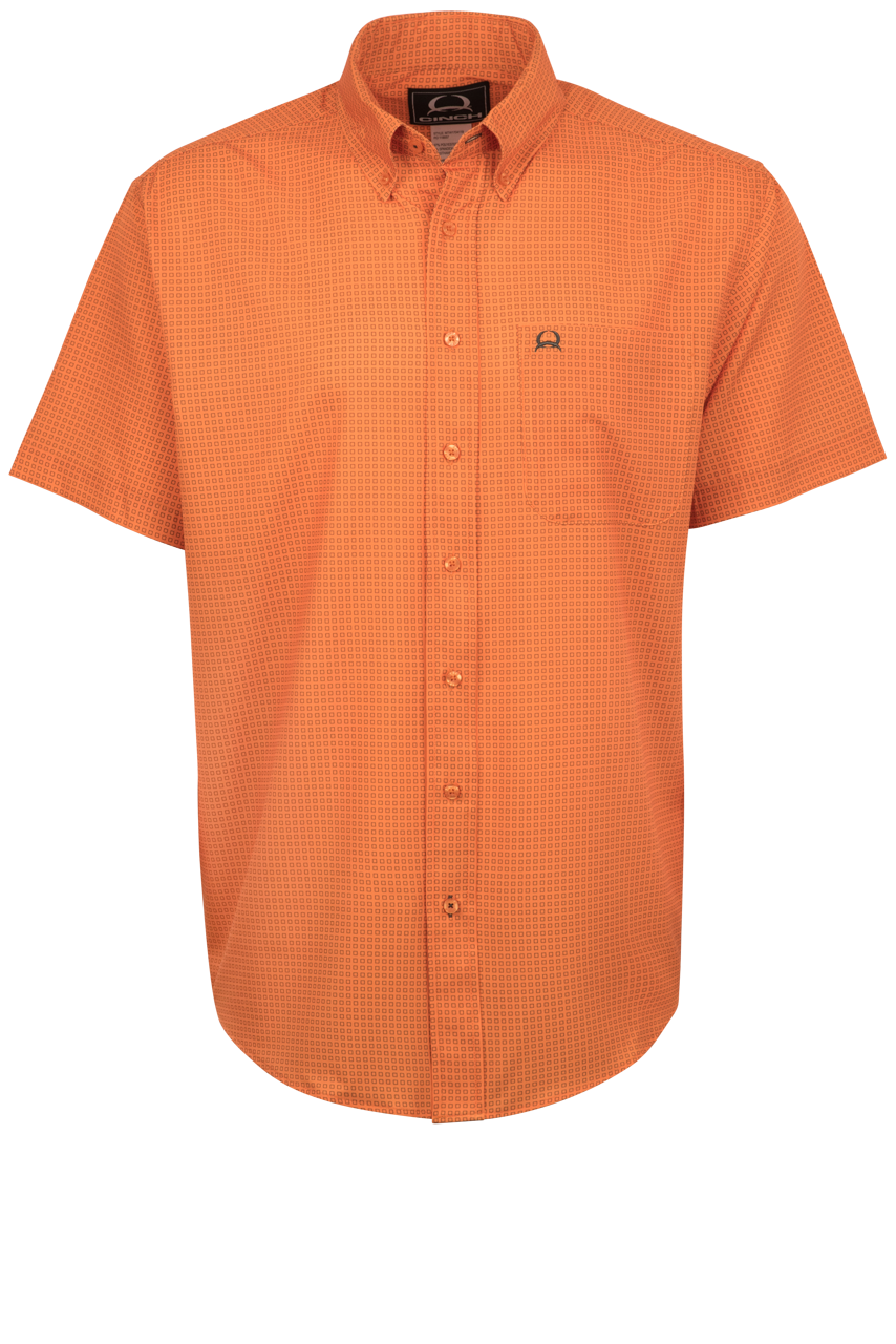 open lace back dress Cinch Arenaflex Orange Button-Front Western Shirt