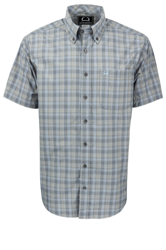 Cinch Arena Flex Button-Front Shirt - Gray Plaid