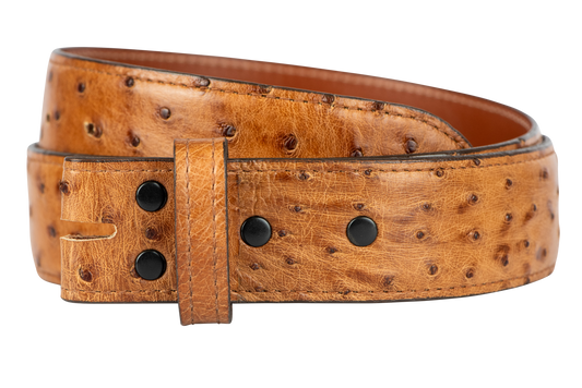 Chacon 1.5" Full-Quill Ostrich Straight Belt Strap