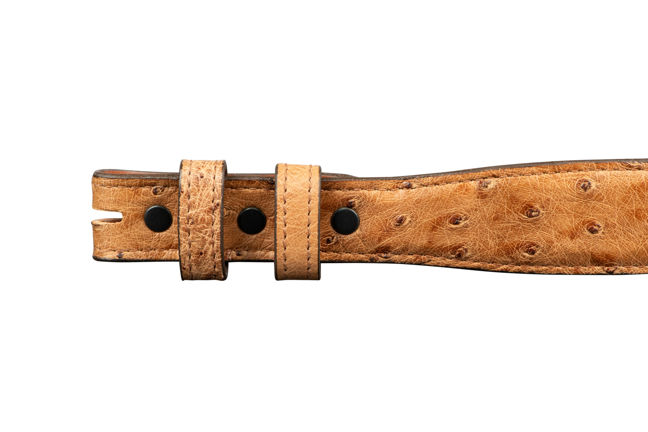 Chacon 1.25" Full-Quill Ostrich Tapered Belt Strap