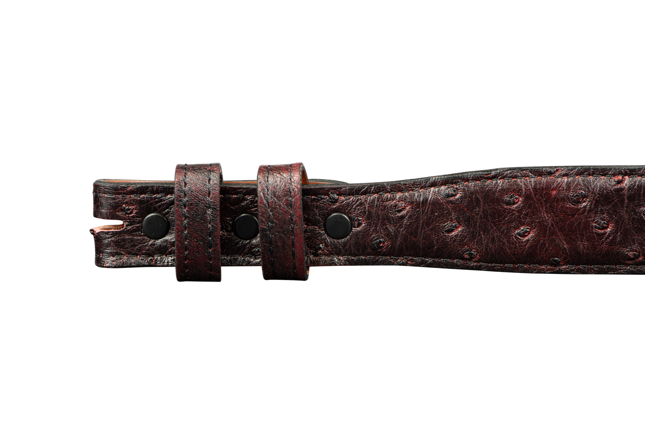 Chacon 1.25" Full-Quill Ostrich Tapered Belt Strap