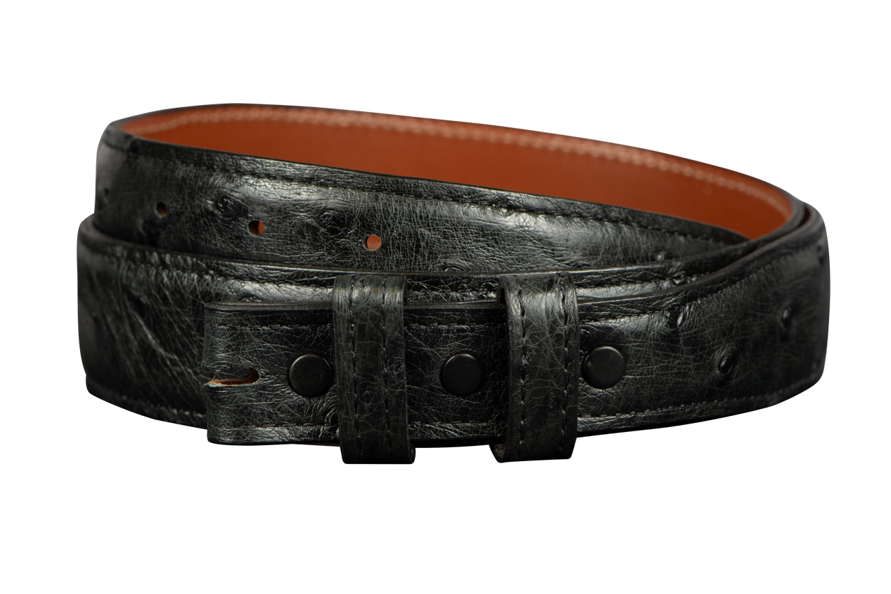 Chacon 1.25" Full-Quill Ostrich Tapered Belt Strap