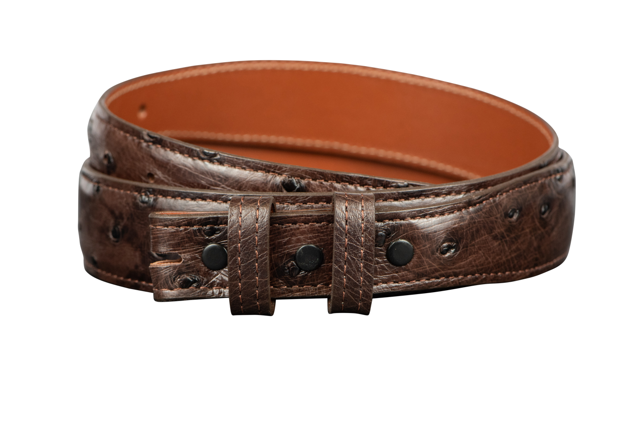 Chacon 1.25" Full-Quill Ostrich Tapered Belt Strap