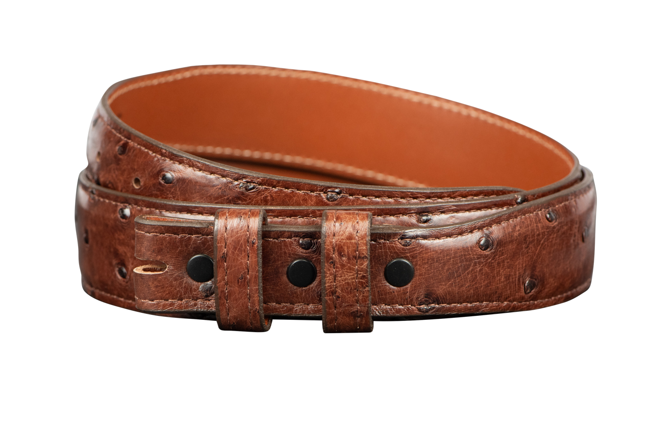 Chacon 1.25" Full-Quill Ostrich Tapered Belt Strap