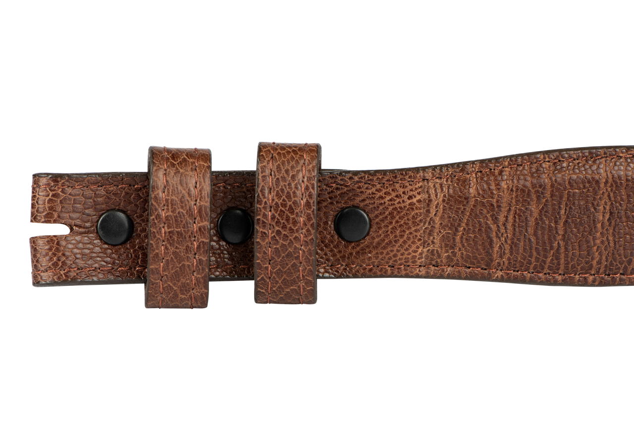 Chacon 1.25" Tapered Ostrich Leg Belt Strap - Brown