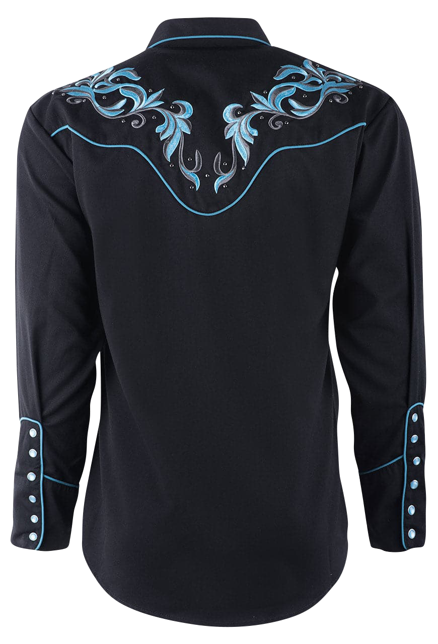 Scully Filigree Western Snap Front Shirt - Black/Blue