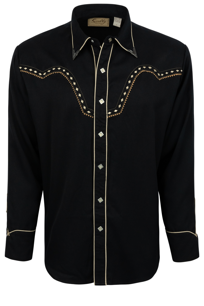 Scully Diamond Snap Front Shirt - Black