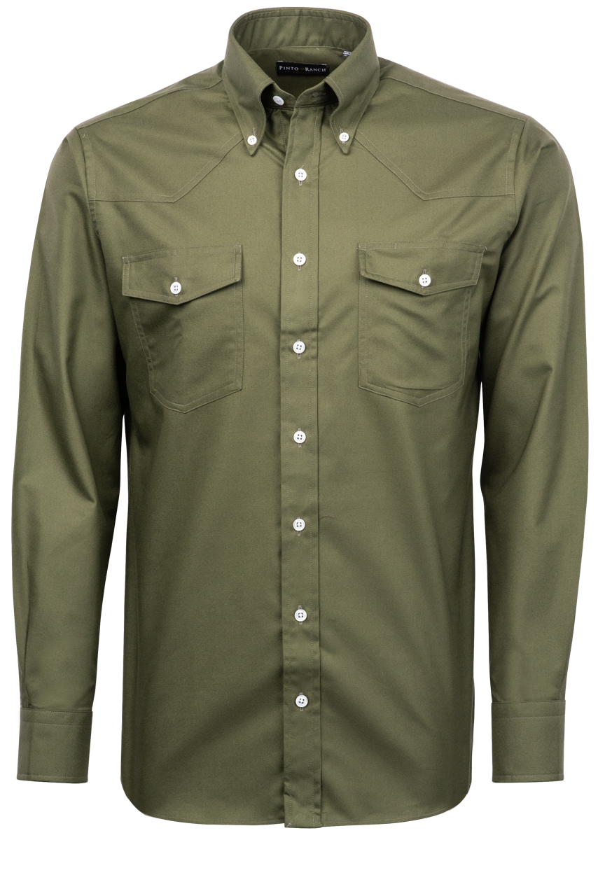 Pinto Ranch YY Collection Oxford Button-Front Shirt - Olive