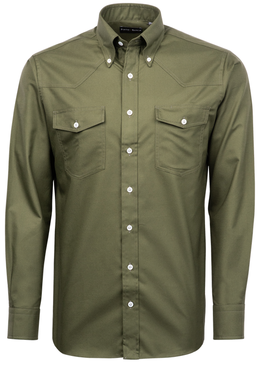 Pinto Ranch YY Collection Oxford Button-Front Shirt - Olive