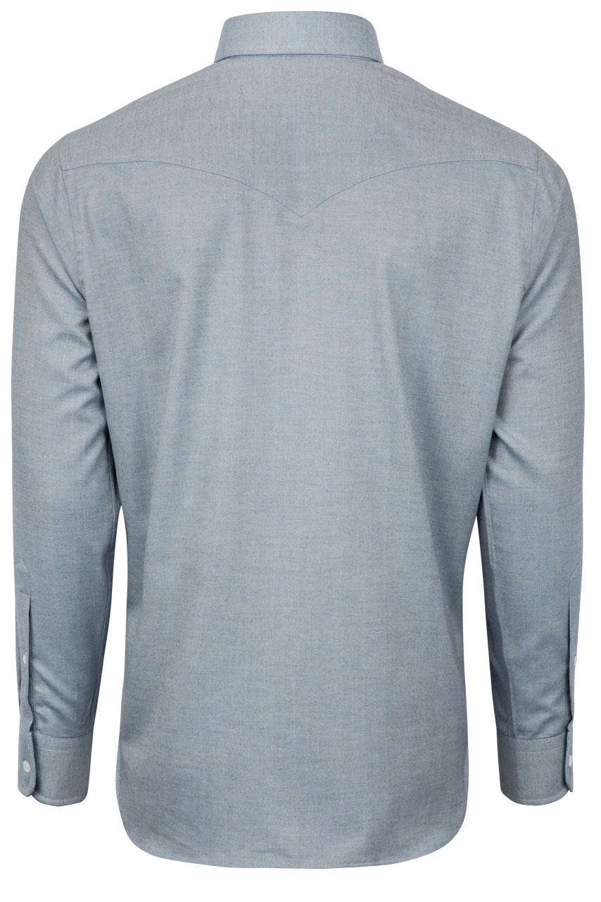 Pinto Ranch YY Collection Herringbone Twill Button-Front Shirt - Blue