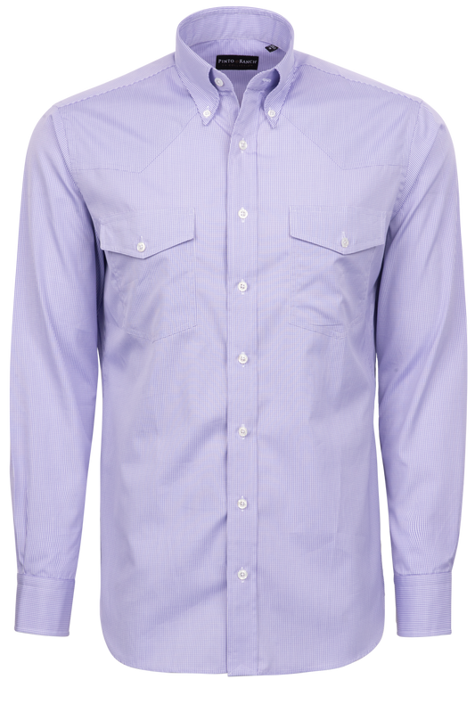 Pinto Ranch YY Collection Button-Front Shirt - Lavender Check