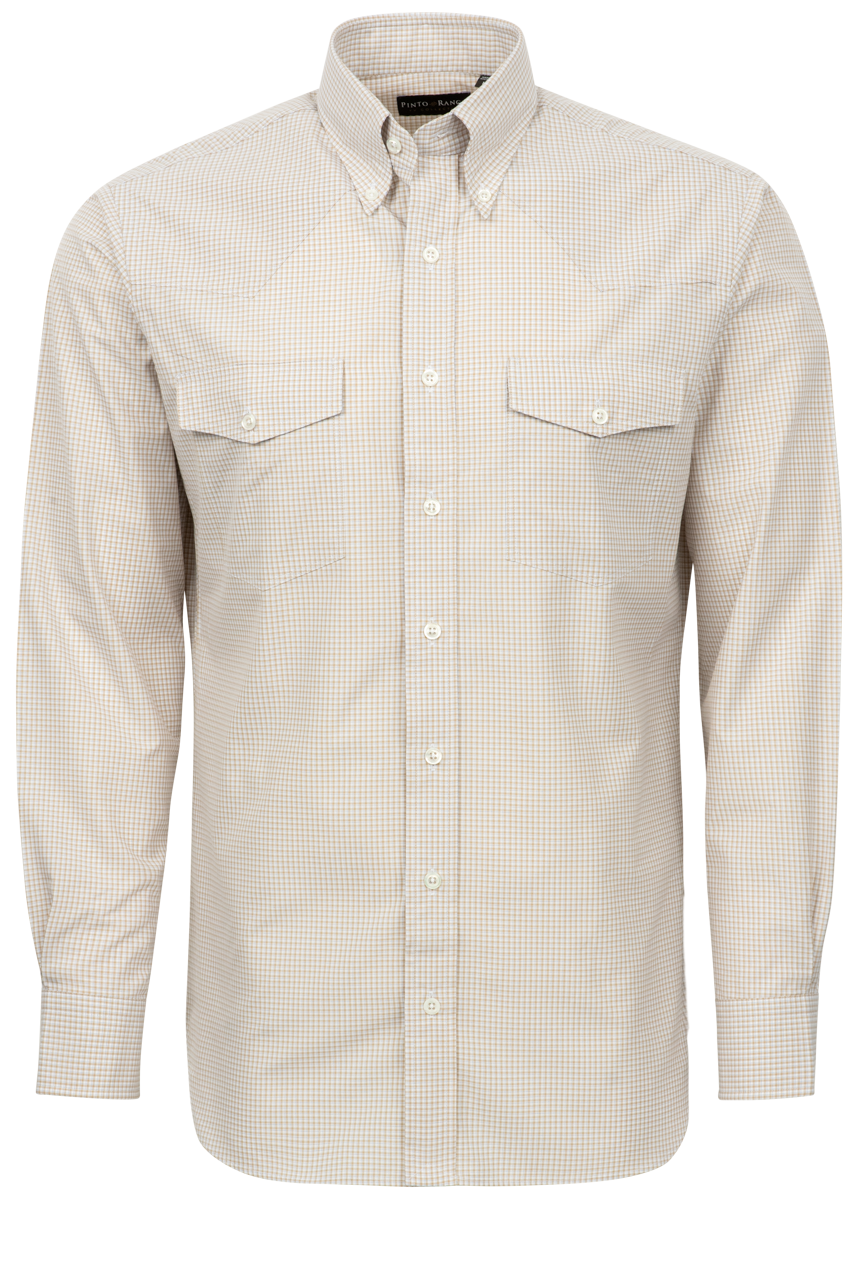 Pinto Ranch YY Collection Button-Front Shirt - Tan Check